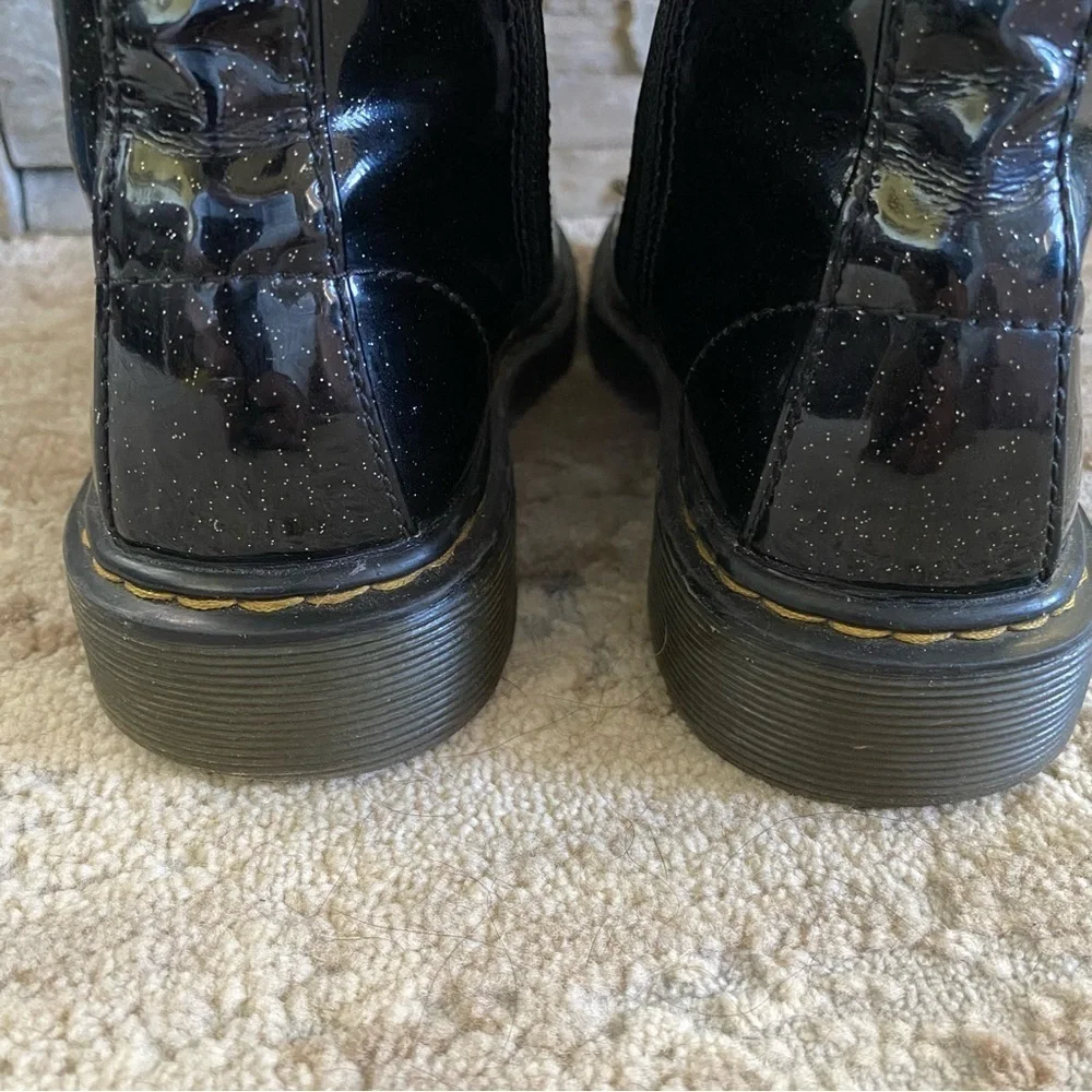 Dr. Martens 1460 Luana Glitter Boots Lace Up Combat Ankle Black Patent Leather:2